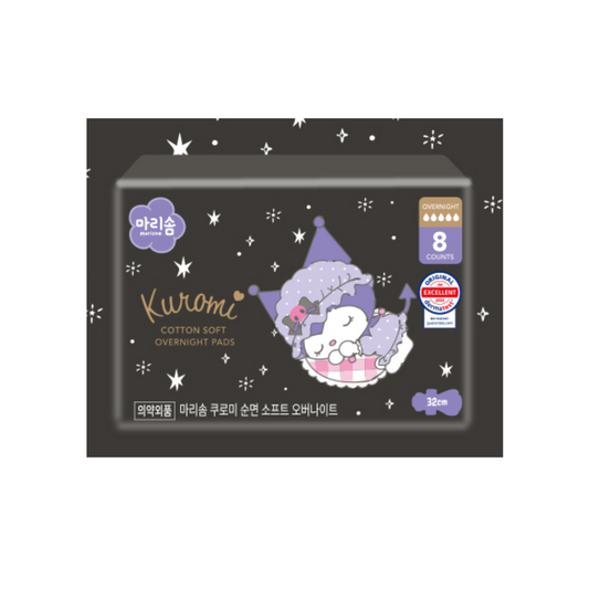 MARISOM Kuromi Cotton Soft Cover Overnight Pads 8p*6ea [MARISOM x SANRIO  CHARACTERS] Best Price and Fast Shipping from Beauty Box Korea